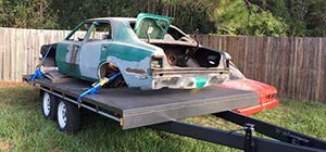 working on car